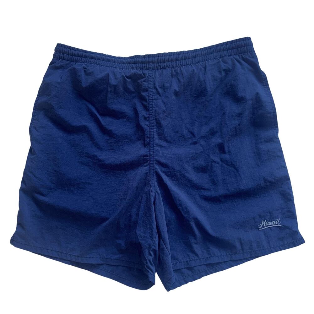 HAWAII SWIM TRUNKS MENS SIZE MEDIUM M BLUE NYLON BEACH BOARD SHORTS